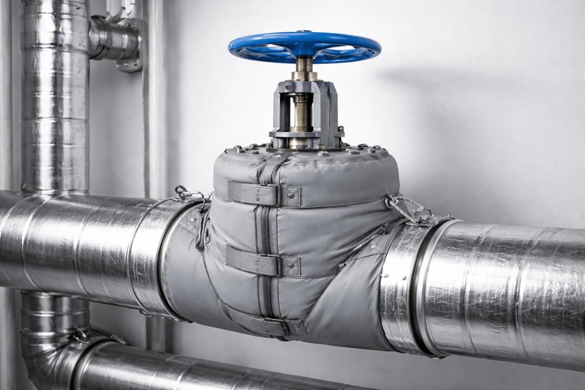 sürgülü vana ceketi ile izole edilmiş endüstriyel vana sistemi